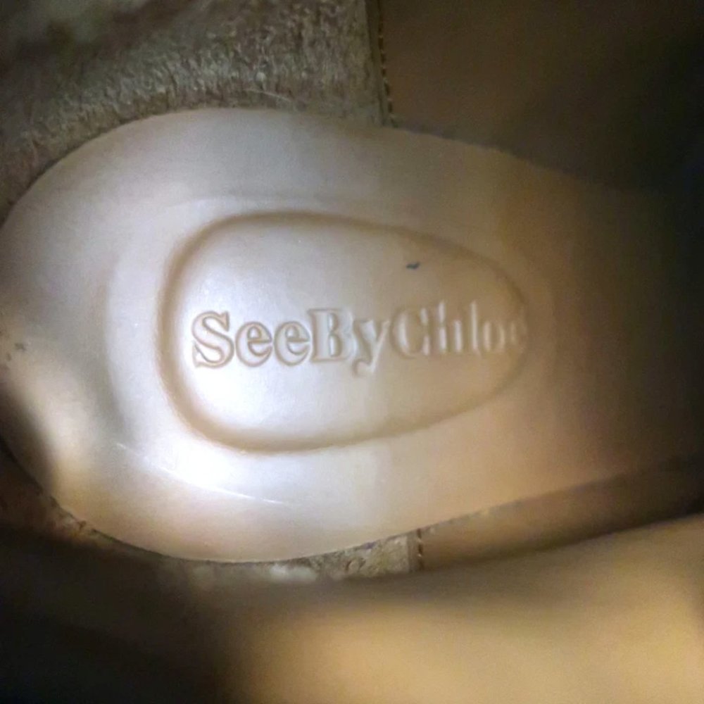 See by Chloe Eileen High Heel Hiking Boots Camel Suede Size 37 - Picture 9 of 11